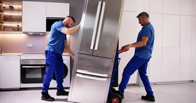 Professional new large appliance delivery.